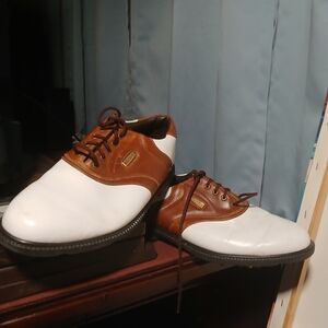 FootJoy Two-Tone White and Brown Leather Golf Oxfords